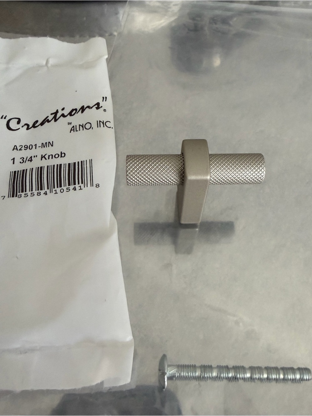 Creations by Alno Brushed Nickel T-Bar Knob - 1 3/4" knurled